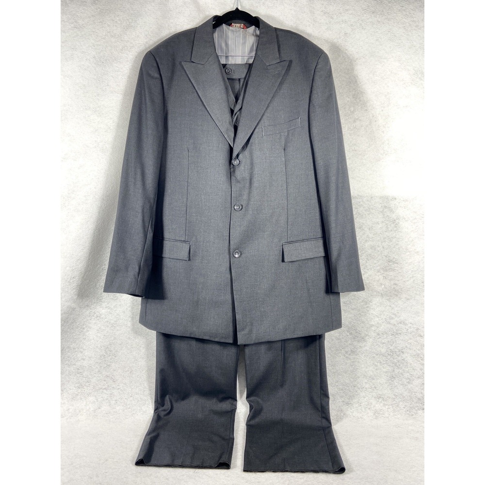 Caravelli 3PC Pant Suit Men's 44L Gray Vest Blazer & Pants
